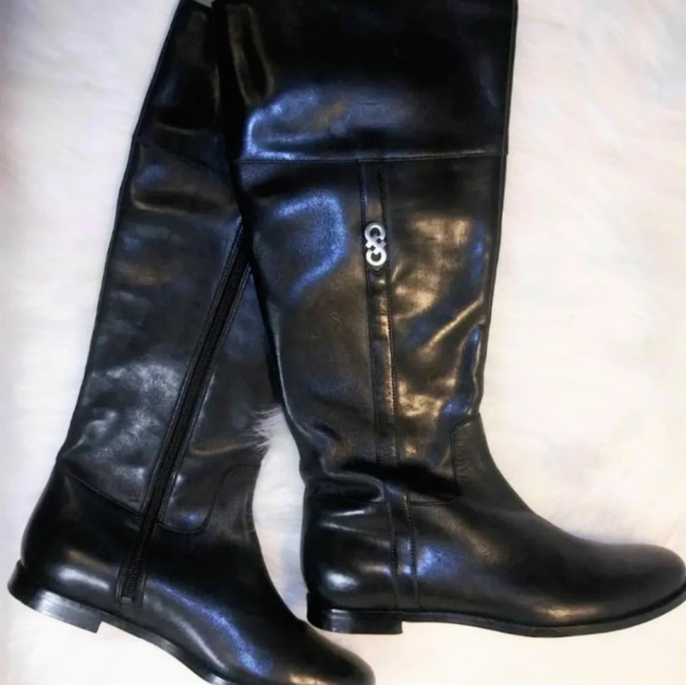 Cole Haan Tall Black Leather Riding Boots